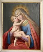 Maria mit dem Jeusknaben/ St. Mary with baby Jesus. Nazarener bzw Präraffaelitisch, Mitte 19. Jh.,