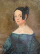Damenportrait. Unbekannter Maler um 1850, Öl auf Metall, 33 x 25 cm