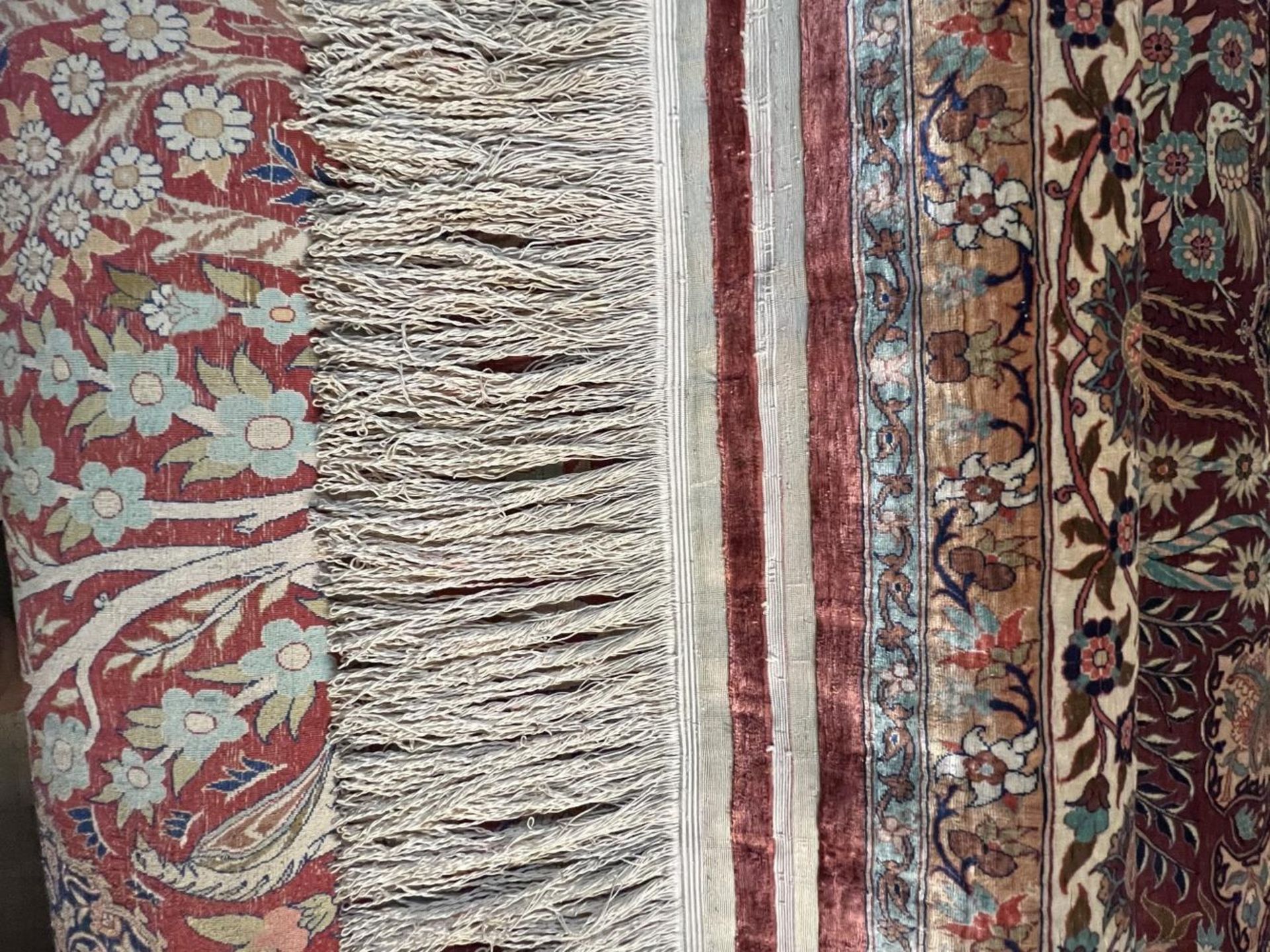 Seidenteppich, Hereke, Seide, Lebensbäume, Vögel, guter Zustand, 160 x 100 cm. Silk carpet, - Image 11 of 18