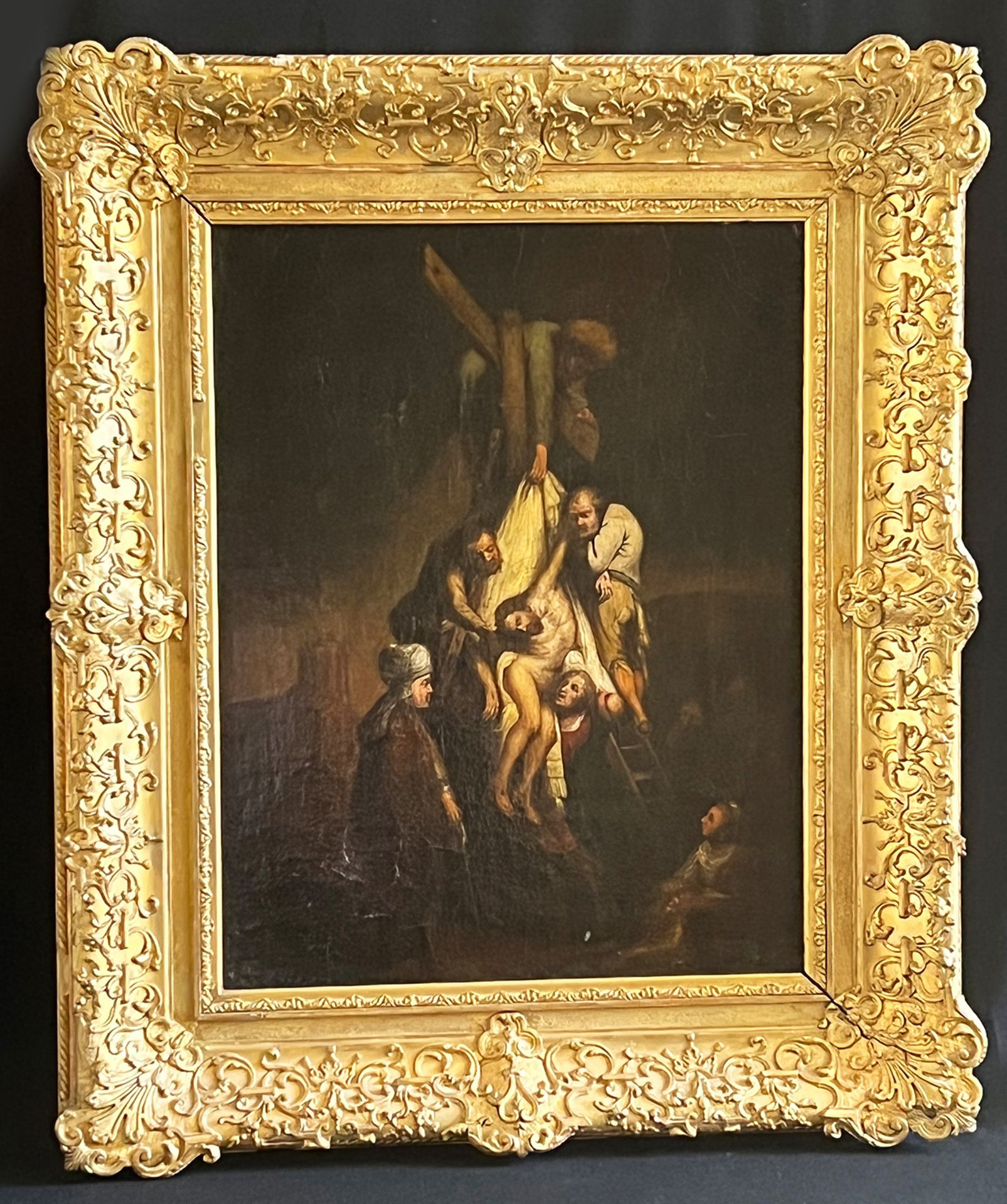 Unbekannter Künstler, 18./19. Jh., Kopie nach Rembrandt van Rijn, Kreuzabnahme. Unknown artist,