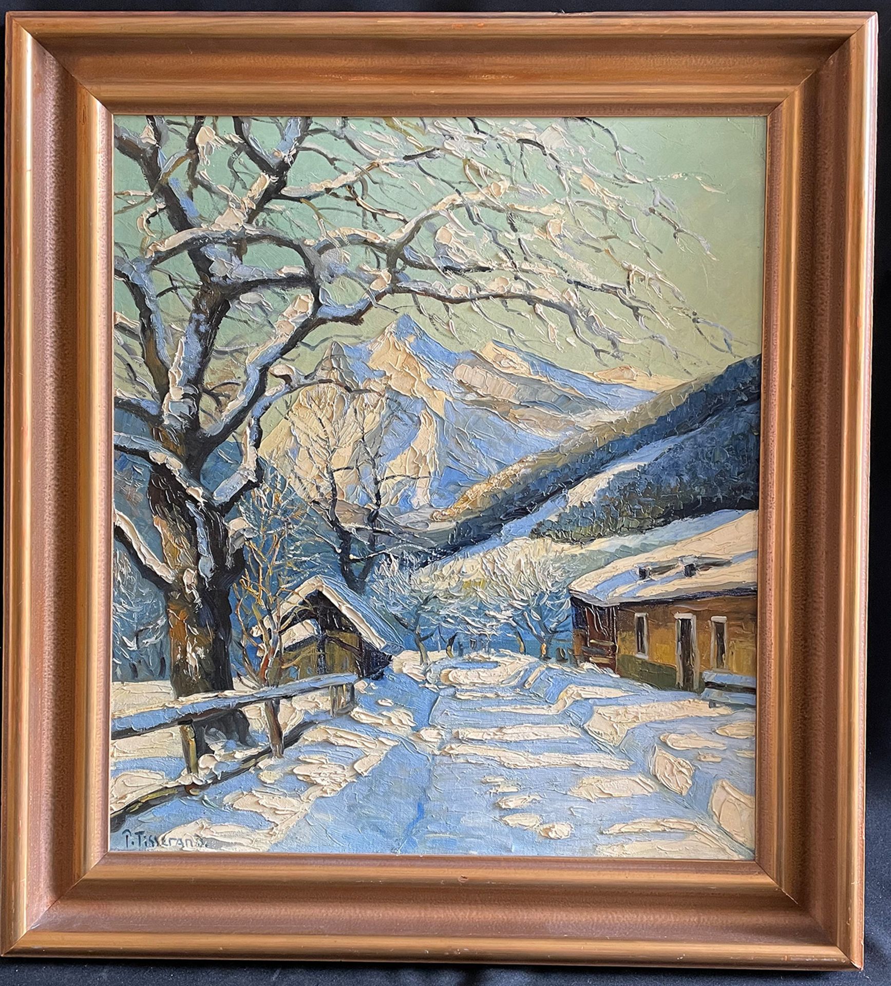 Winterlandschaft, signiert, Öl/Lwd; winter landscape, oil on canvas, 65 x 54 cm - Bild 5 aus 5