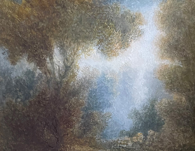 Unbekannter Maler, Bäume im Wald, Öl auf Platte, 26 x 32 cm