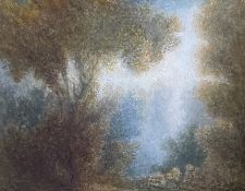 Unbekannter Maler, Bäume im Wald, Öl auf Platte, 26 x 32 cm