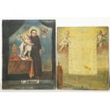 2 Gemälde mit Engeln und dem Hl. Antonius/ 2 paintings with angels and Saint Anthony. Süddeutsch,