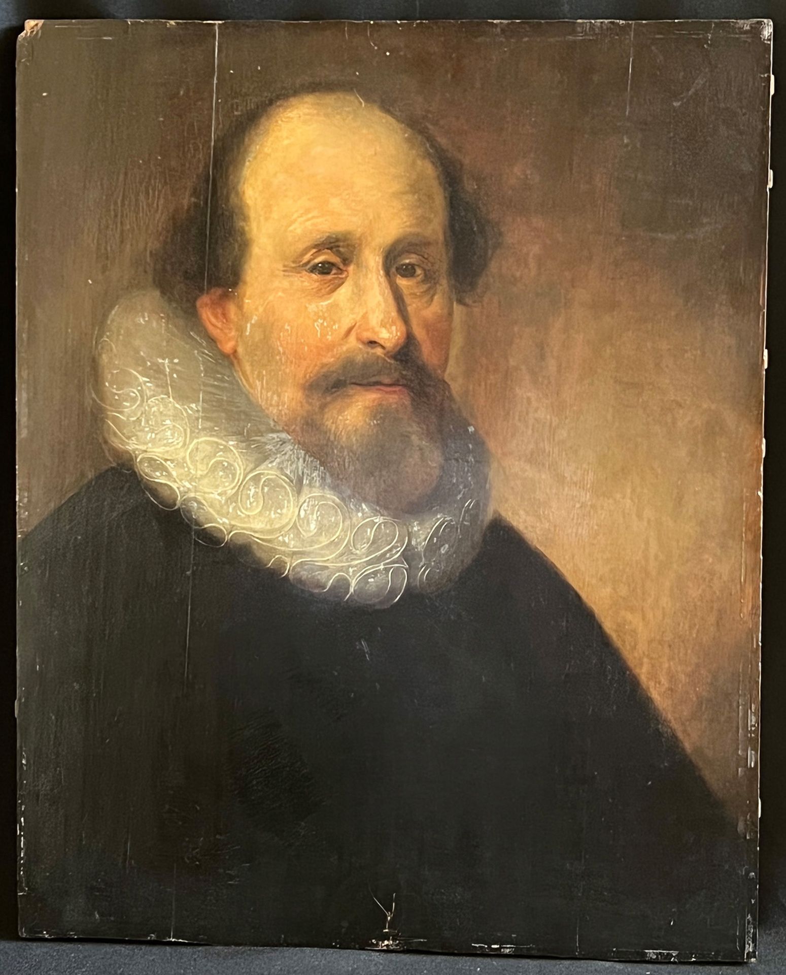 Unbekannter Künstler, Niederlande, 17./18. Jh., Portrait eines bärtigen Herrn mit Stirnglatze, in