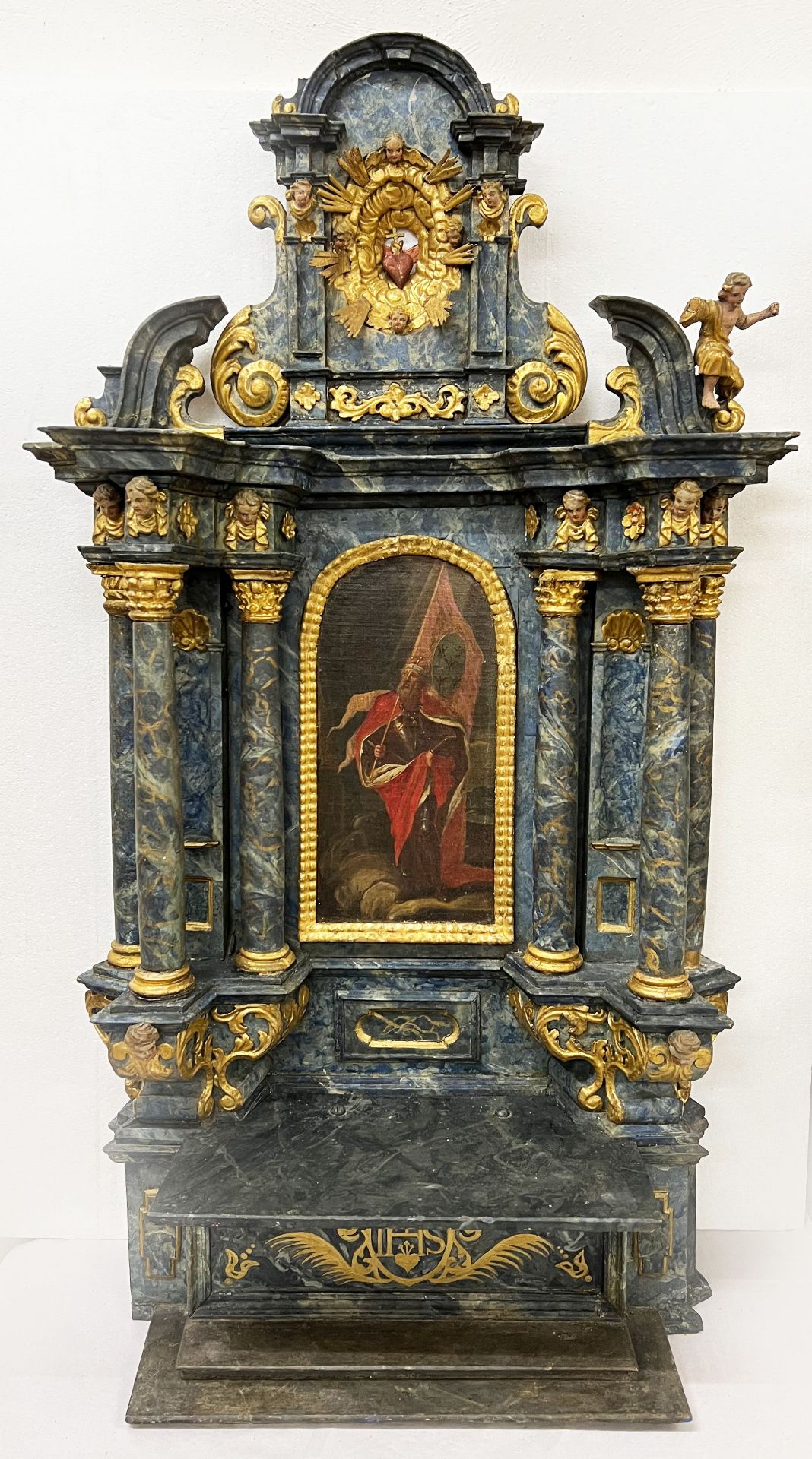 Modellaltar/ Model of an altar. Franken, barock, um 1760., Altarblatt zeigt Kaiser in Rüstung, - Bild 4 aus 7