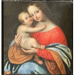 Unbekannter Maler, 17./18. Jh., Madonna mit Kind, Maria mit dem Jesuskind, Öl/Lwd, 51 x 45 cm.