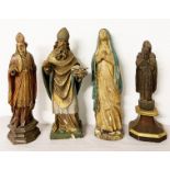 4 Figuren von Heiligen und der Mutter Gottes/ 4 figures of saints and the Mother of God. Holz,