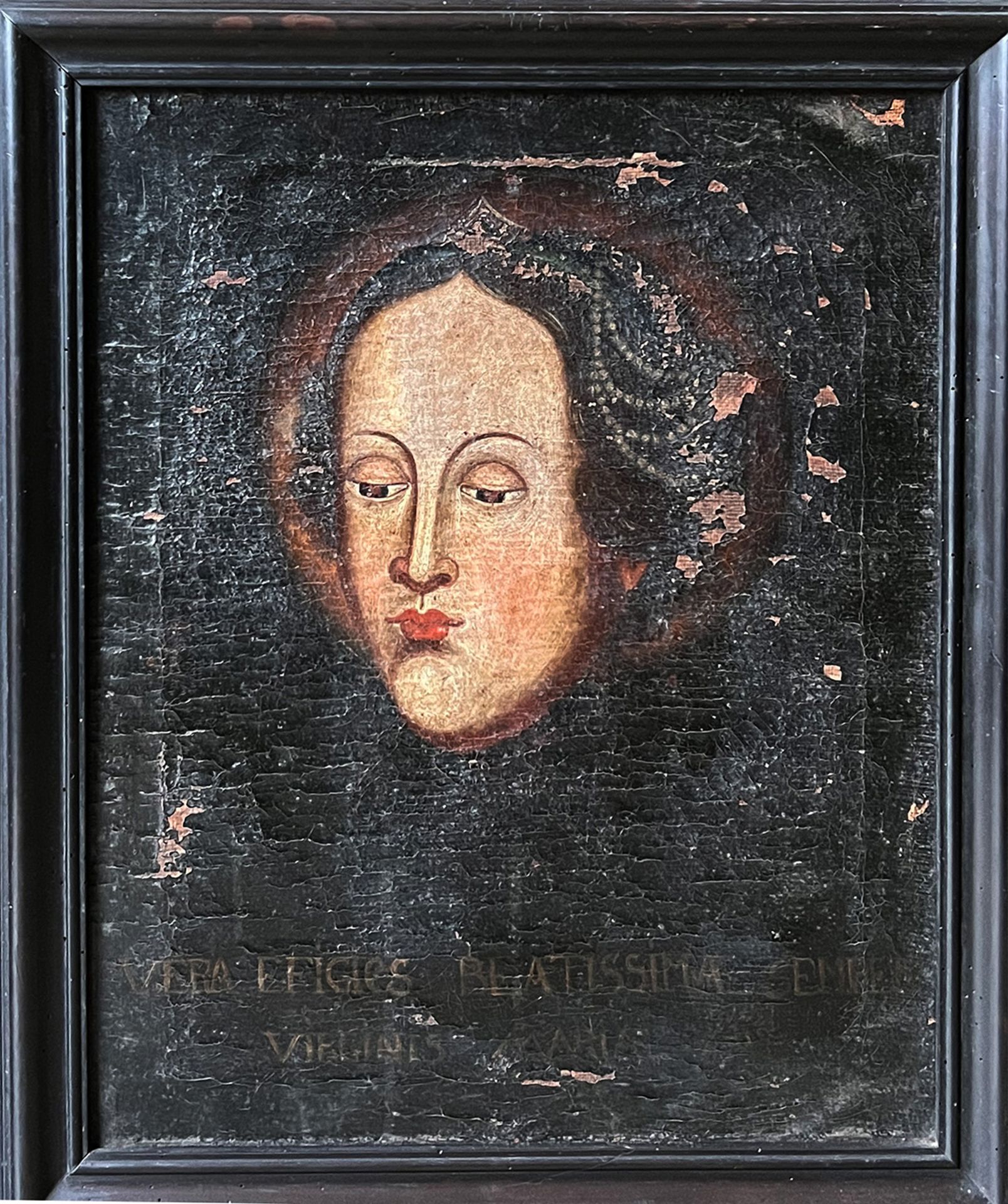 Franken, 18. Jh., 2 Gemälde von Jesus und Maria, Altersspuren, Farbverluste / Franconia, 18th - Bild 4 aus 5