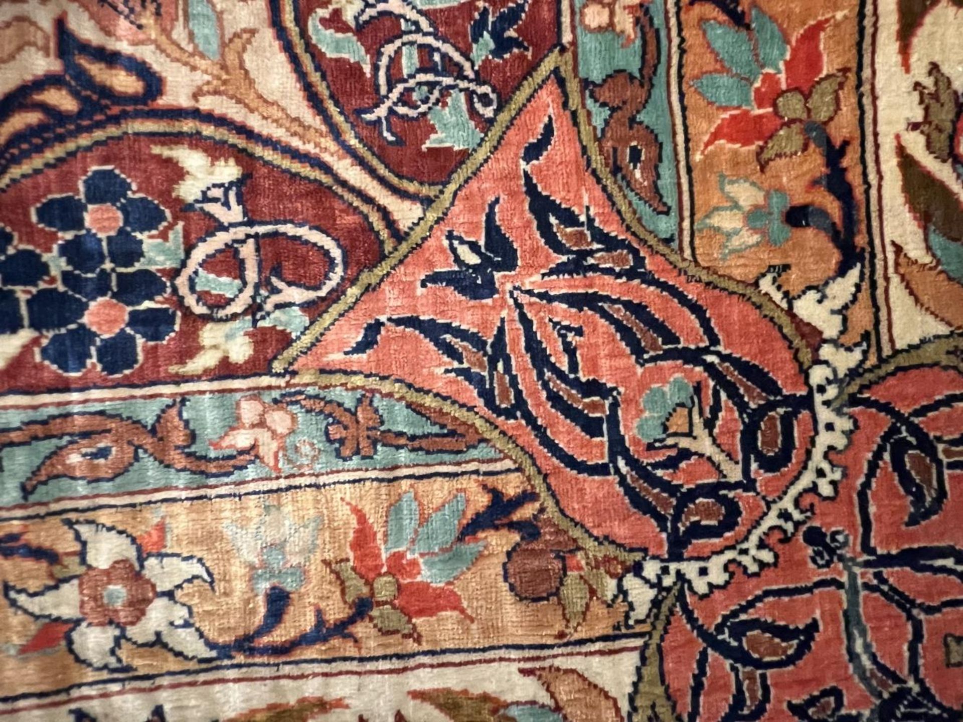 Seidenteppich, Hereke, Seide, Lebensbäume, Vögel, guter Zustand, 160 x 100 cm. Silk carpet, - Image 16 of 18