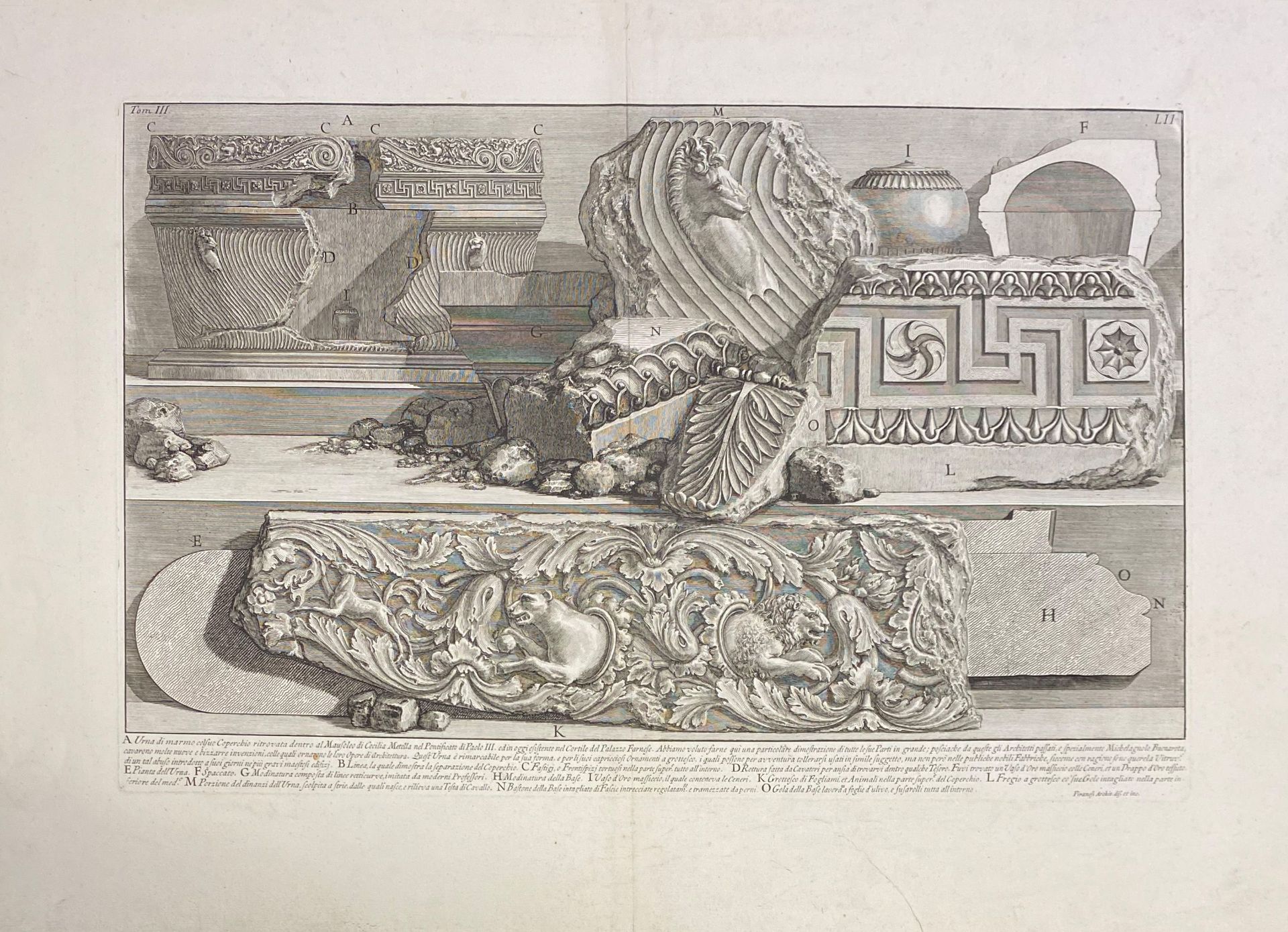 Giovanni Battista Piranesi (1720 Venedig - Rom 1778), 5 Radierungen: "In hortis Palatinis - Image 6 of 8