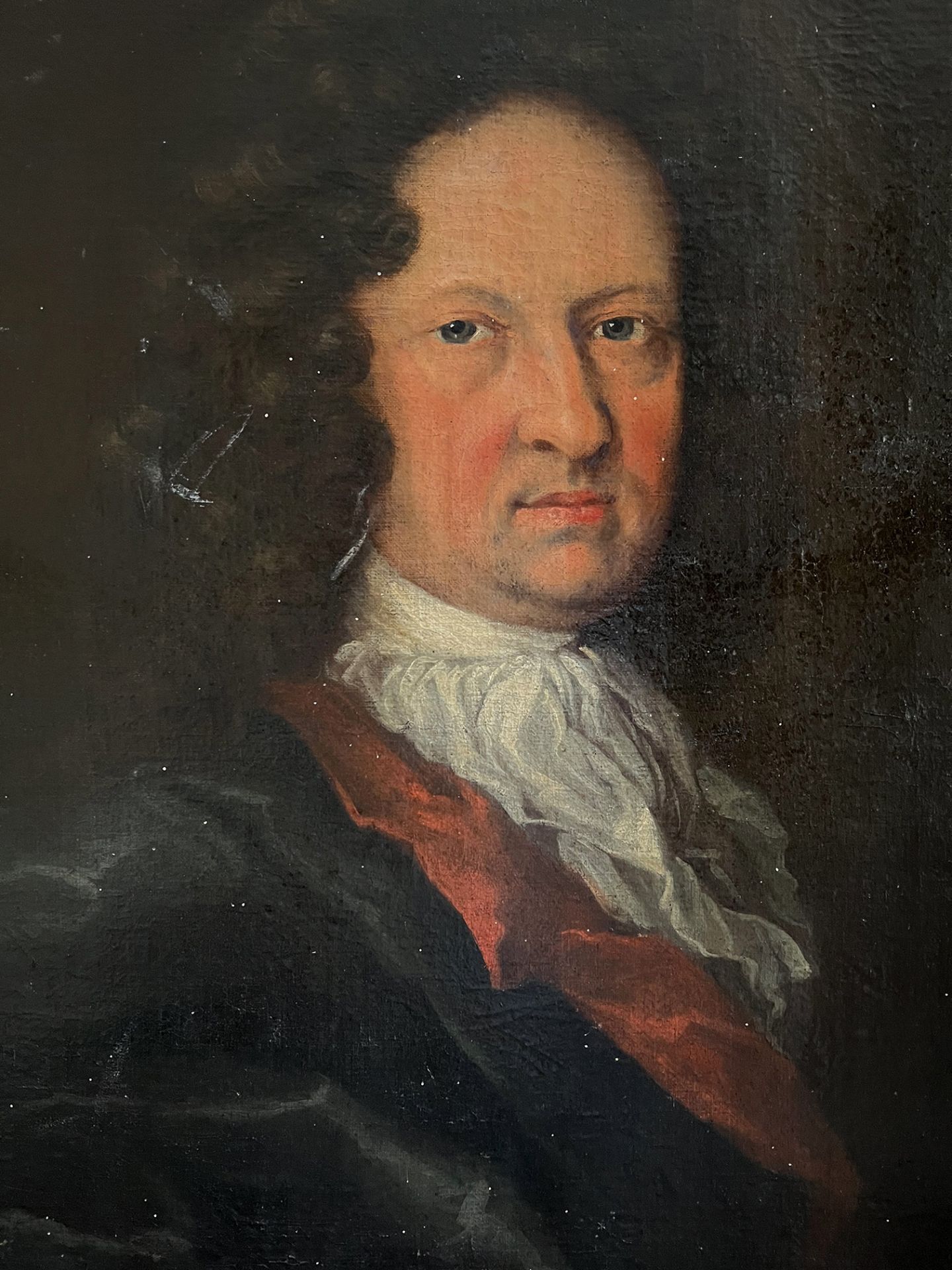 Unbekannter Künstler, Barock, 18. Jh., Portrait eines älteren Herren mit braunen Locken und weißem - Bild 4 aus 4