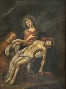Fränkischer Künstler, 18. Jh., Pietà vor dunklem Hintergrund mit der Mutter Gottes, in deren Herz
