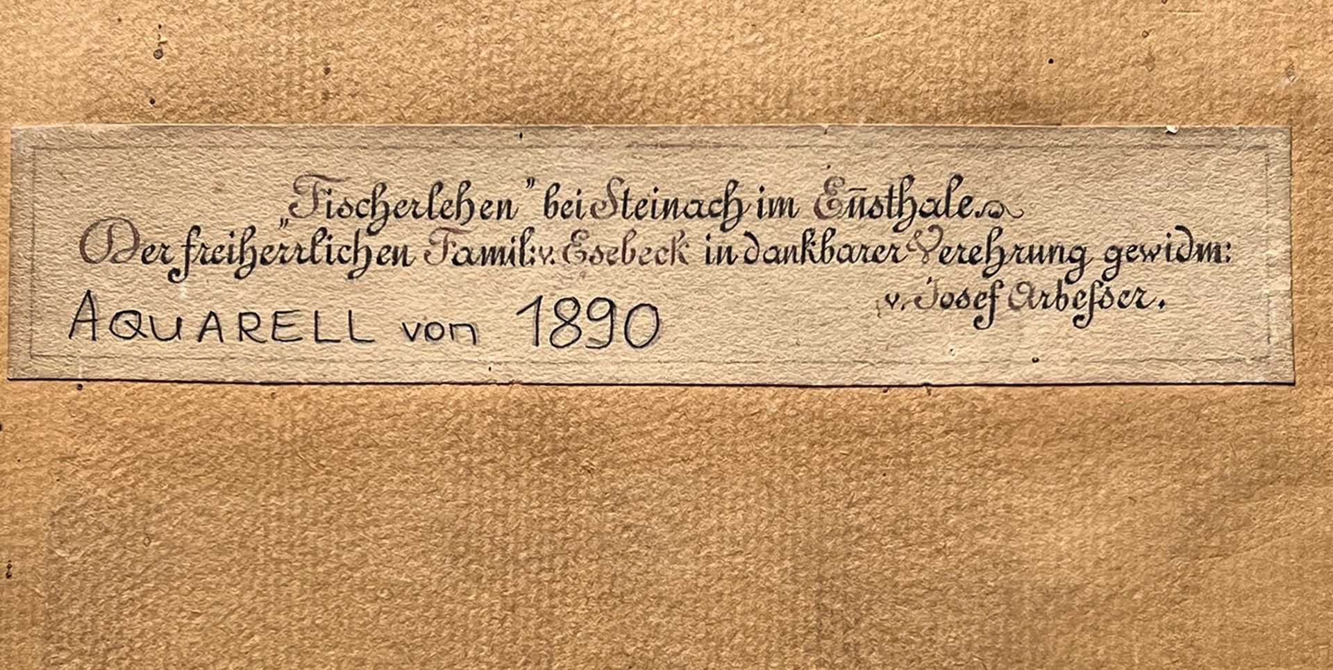 Josef VON ARBESSER (1850-1928), Landschaft mit großem Anwesen, signiert u. dat. '890, rücks. bez.: - Image 4 of 5