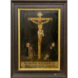 Kreuzigung/ crucifixion. Süddeutsch, 17. Jh., bez: Gott und Maria zu Ehren, hatt Adam/ Krimb von