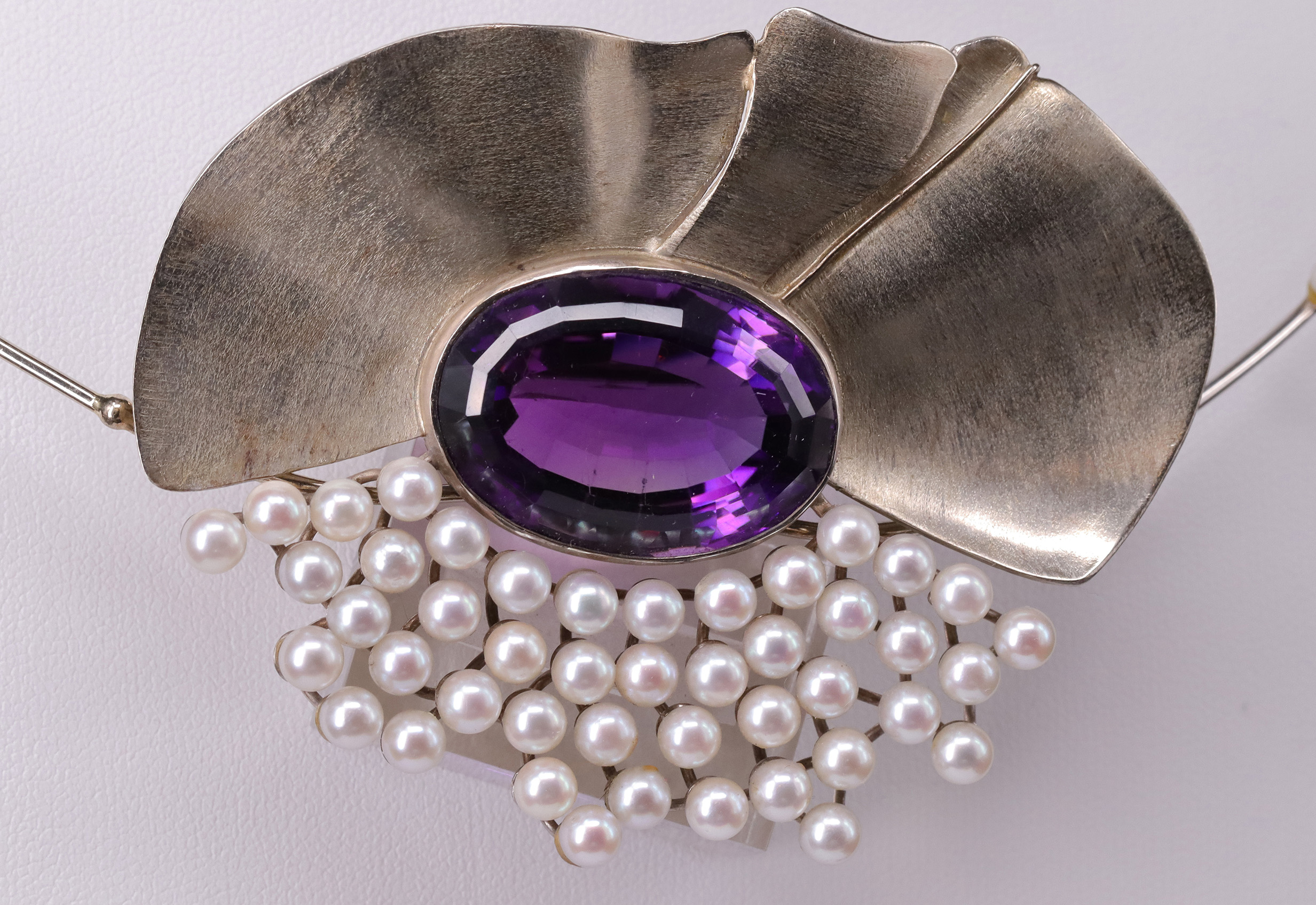 Amethyst - Perlen Set( set with amethysts and pearls, 750er WG (teils geprüft): Collier mit großem - Image 5 of 6