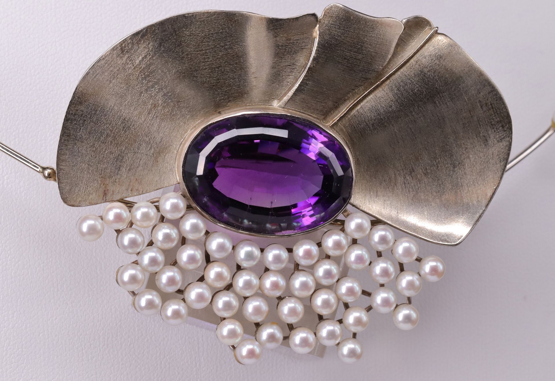 Amethyst - Perlen Set( set with amethysts and pearls, 750er WG (teils geprüft): Collier mit großem - Image 5 of 6