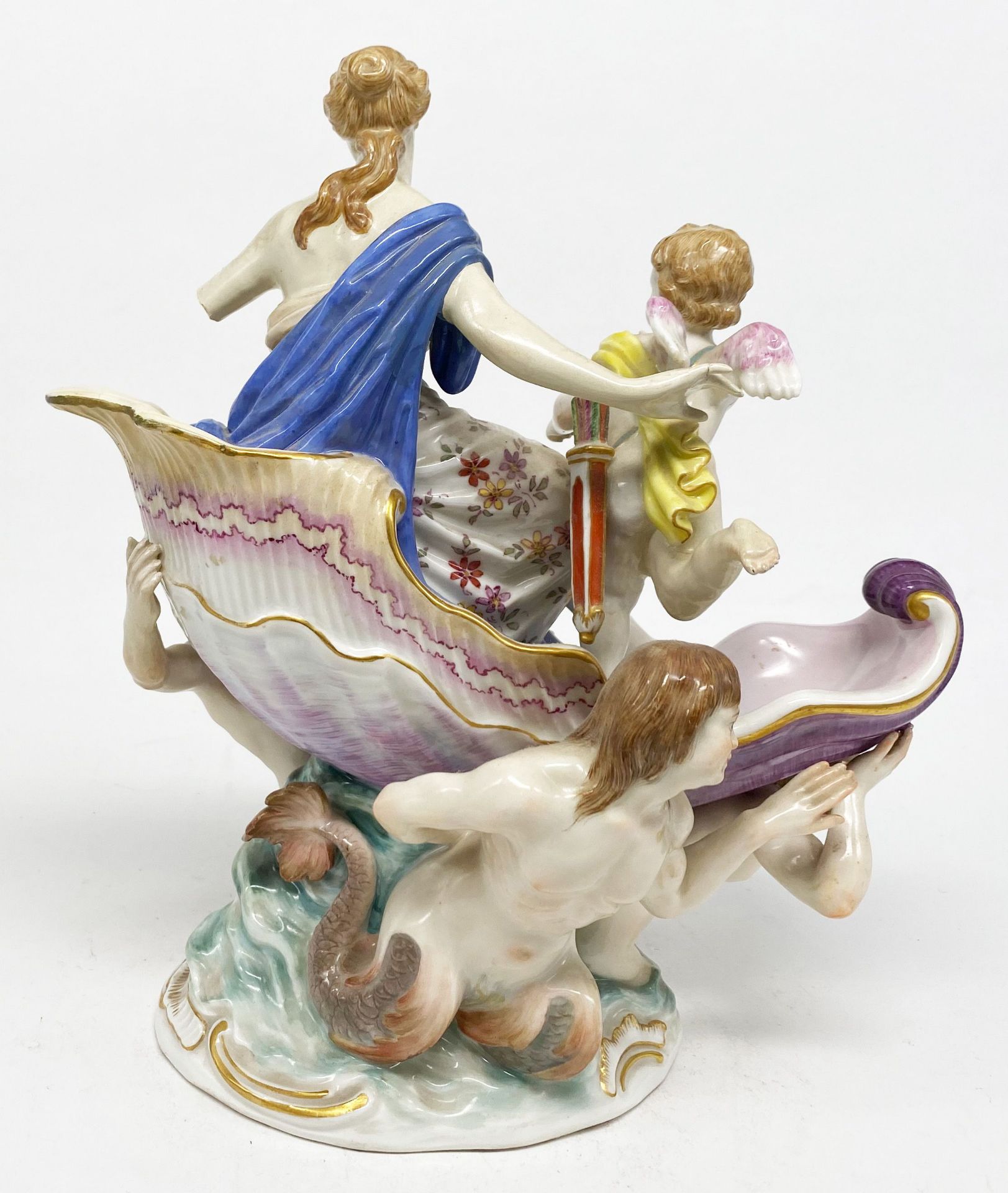 Meissen, Triumph der Venus mit Amor, in einer Muschelschale sitzend, getragen von drei Tritonen, - Bild 5 aus 6