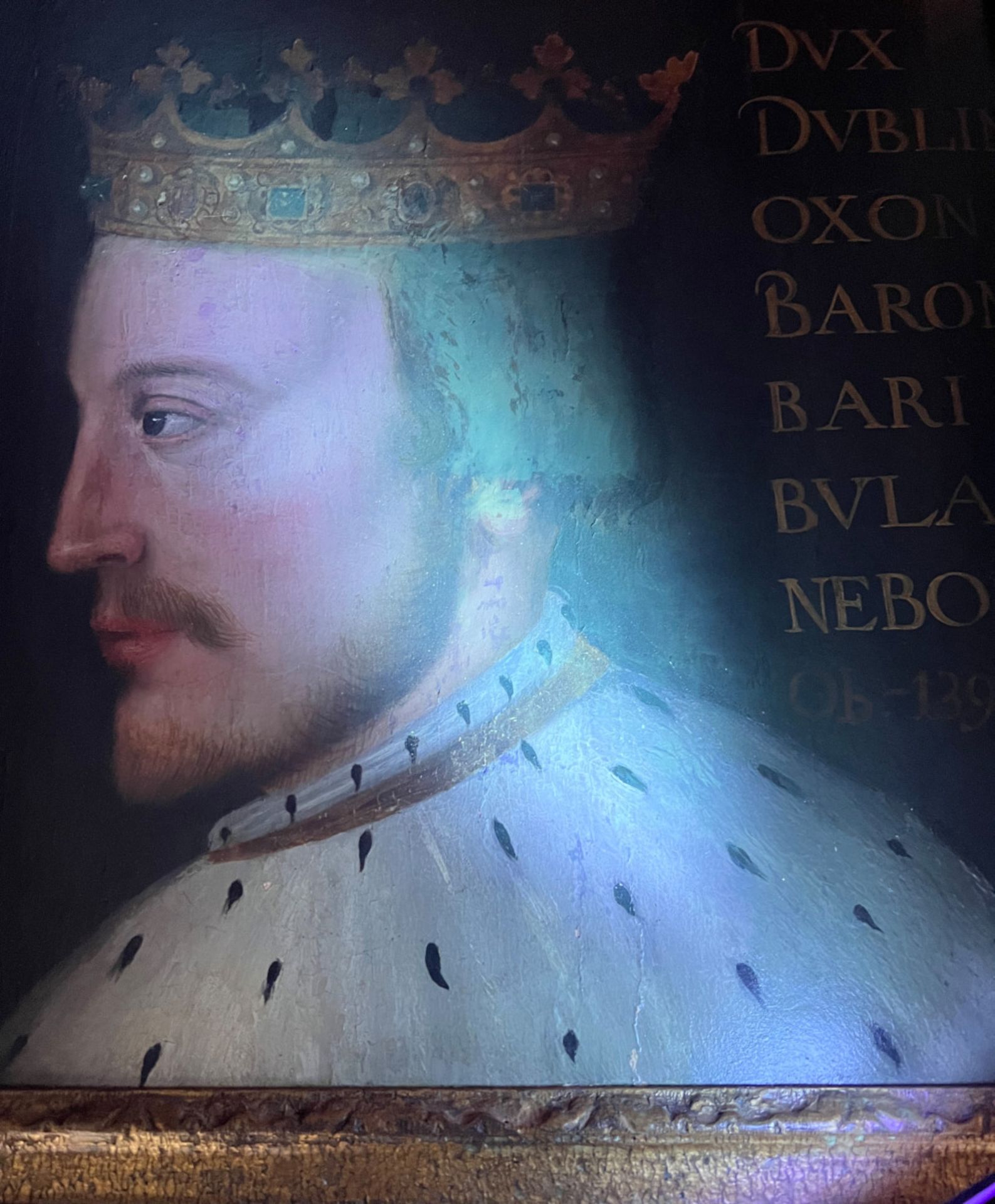 Unbekannter Maler, Portrait von Robert de Vere, Öl auf Holz, 40 x 39 cm. Unknown painter, portrait - Bild 8 aus 10