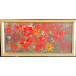 Luigi Malipiero, Leuchtend rote Blumen, signiert, Öl auf Hartfaser, 67 x 29 cm