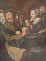 Unbekannter Maler. Flamen um 1700. Die Kartentrickser, Falschspieler, Öl/Lwd, Retuchen,