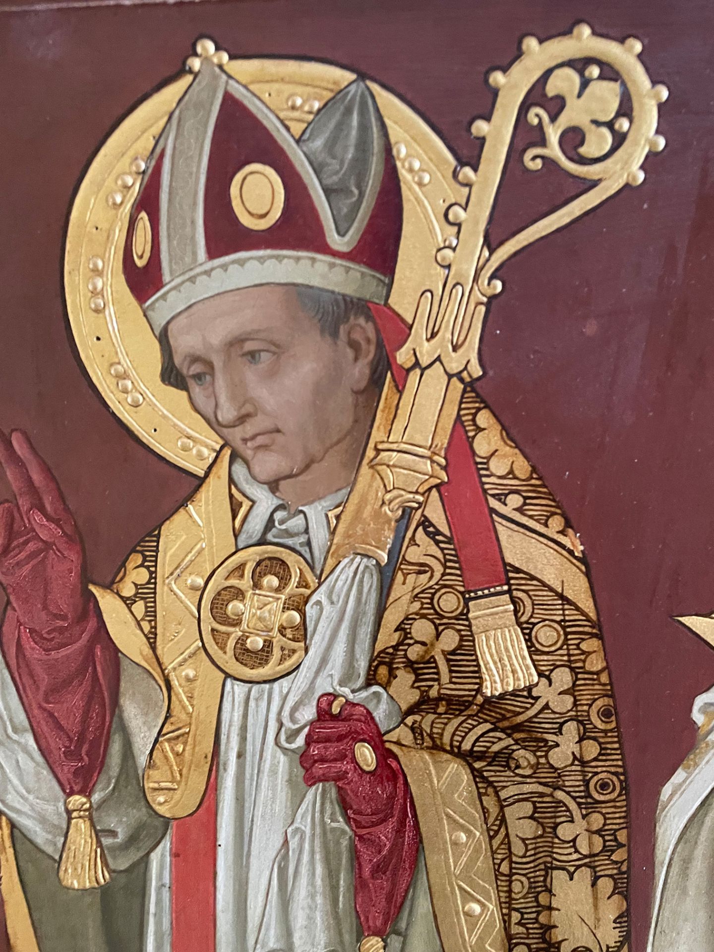 2 Gemälde, 19 Jh., Öl mit Goldauflage auf Holzplatte: 1. Gemälde zeigt: Timotheus, Paulus, - Image 14 of 16