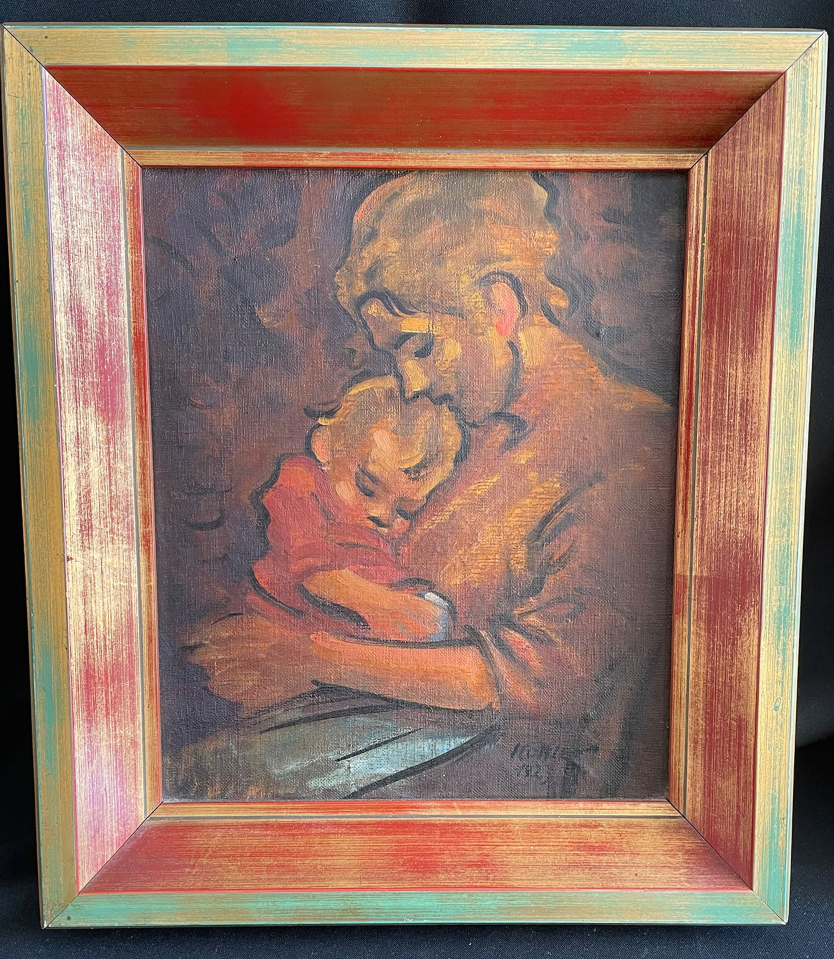 Köhler, Mutter mit Kind, signiert, Öl/Lwd, 33 x 28 cm - Bild 2 aus 4