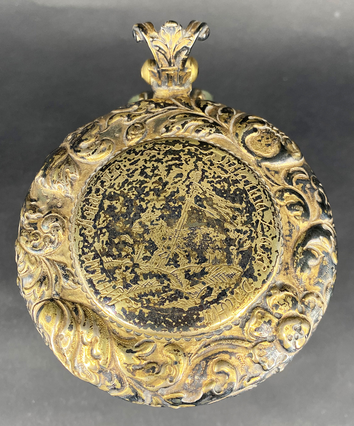 Barocker Walzenkrug, 18. Jh., Glaskrug mit Silberdeckel, innen vergoldet: zylindrischer, farbloser - Image 10 of 10