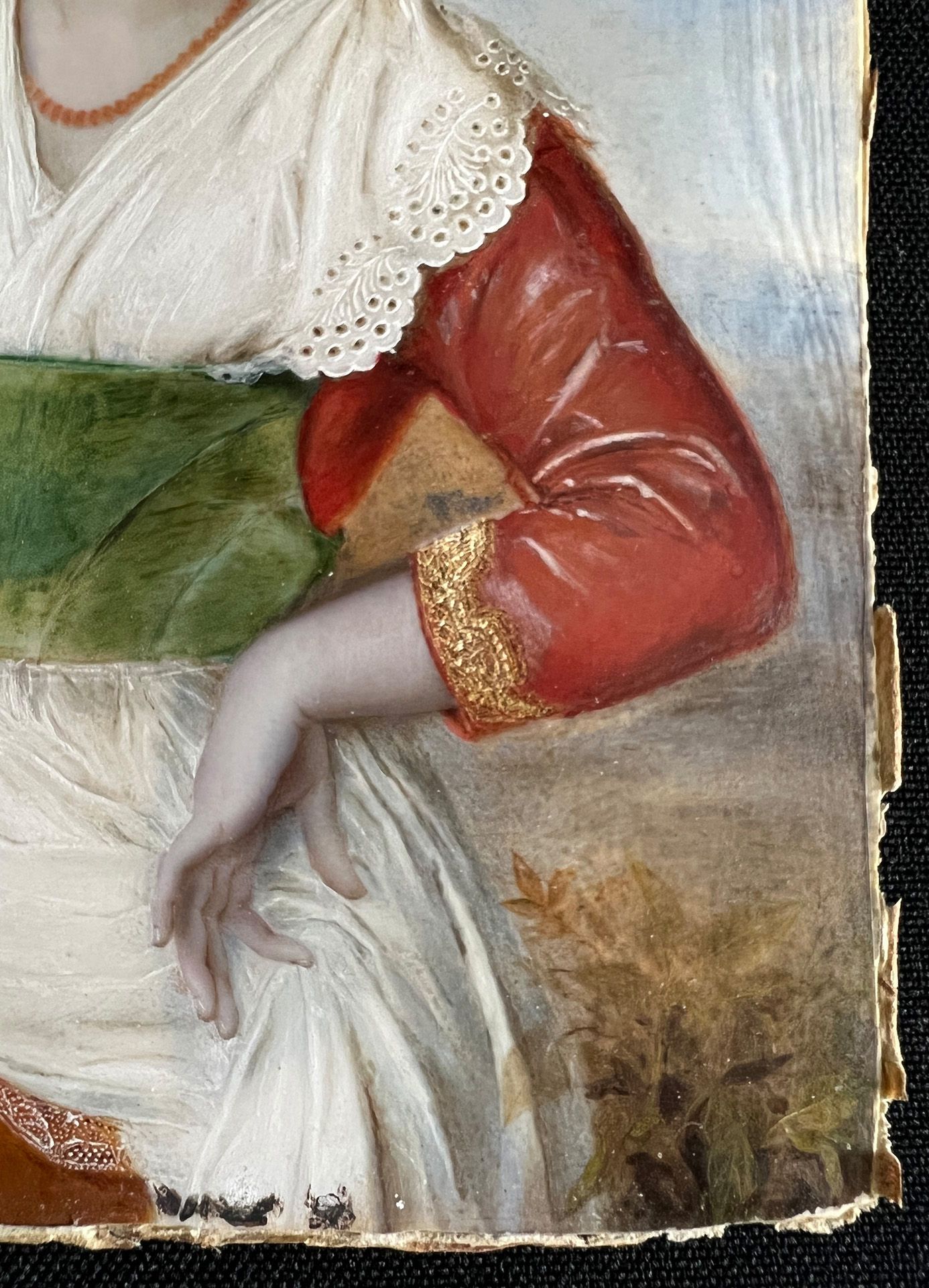 Bianca FESTA (1802-1884), Portrait einer schönen Römerin mit rotem Kleid, weißer Spitzenbluse und - Bild 7 aus 10