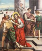 Christus mit Pilatus/ Christ with Pilate. 19. Jh., akademischer Stil, Öl/Kupfer, 55 x 43 cm
