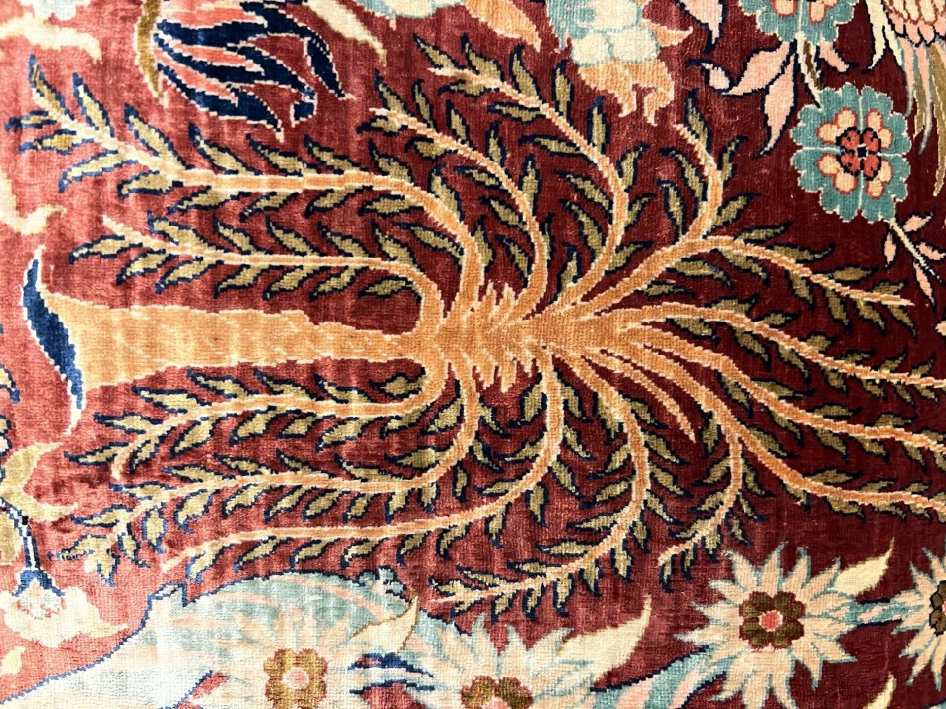 Seidenteppich, Hereke, Seide, Lebensbäume, Vögel, guter Zustand, 160 x 100 cm. Silk carpet, - Image 14 of 18