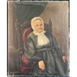 Portrait einer alten Dame im Lehnsessel, bez. "S. Hampl", dat. "1870", Öl/Lwd., 69 x 56 cm,