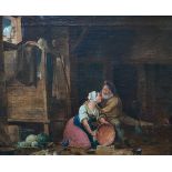 David Teniers Umkreis oder Nachfolge, wohl Frankreich, Genreszene "Der Alte und die Magd", Öl/