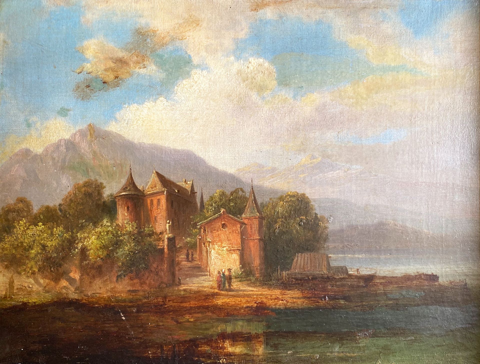 Caspar SCHEUREN (1810-1887) zugeschr., Burganlage vor einem See in bergiger Landschaft mit - Image 2 of 4