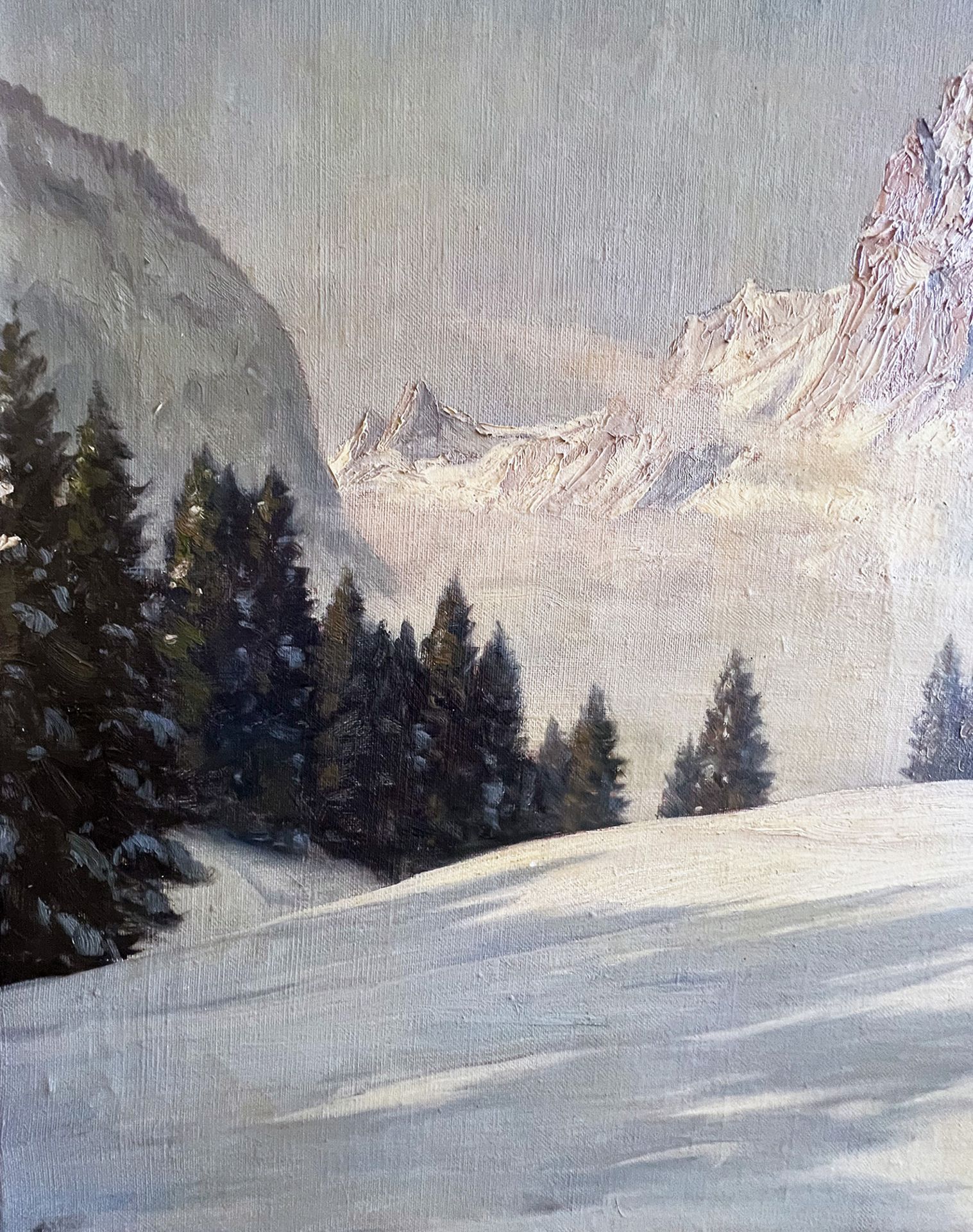 Erwin KETTEMANN (1897-1971), Winterabend in den Bergen, ein Weg durch den Schnee führt zu einer Alm, - Image 6 of 8