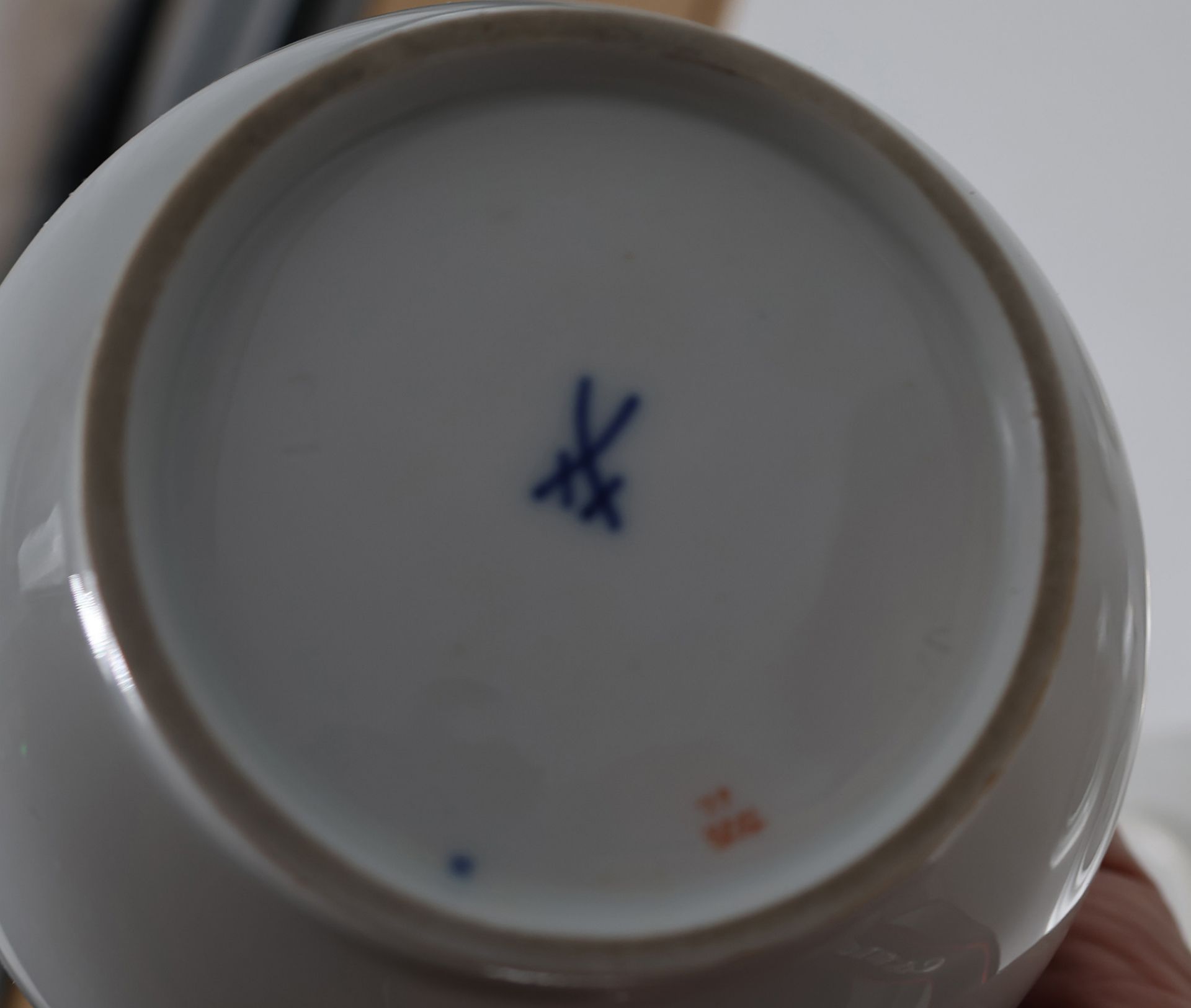 Kaffeeservice Porzellan, Meissen, Goldrand, feine Malerei mit Vögeln und Insekten, Schwertermarke - Image 6 of 8