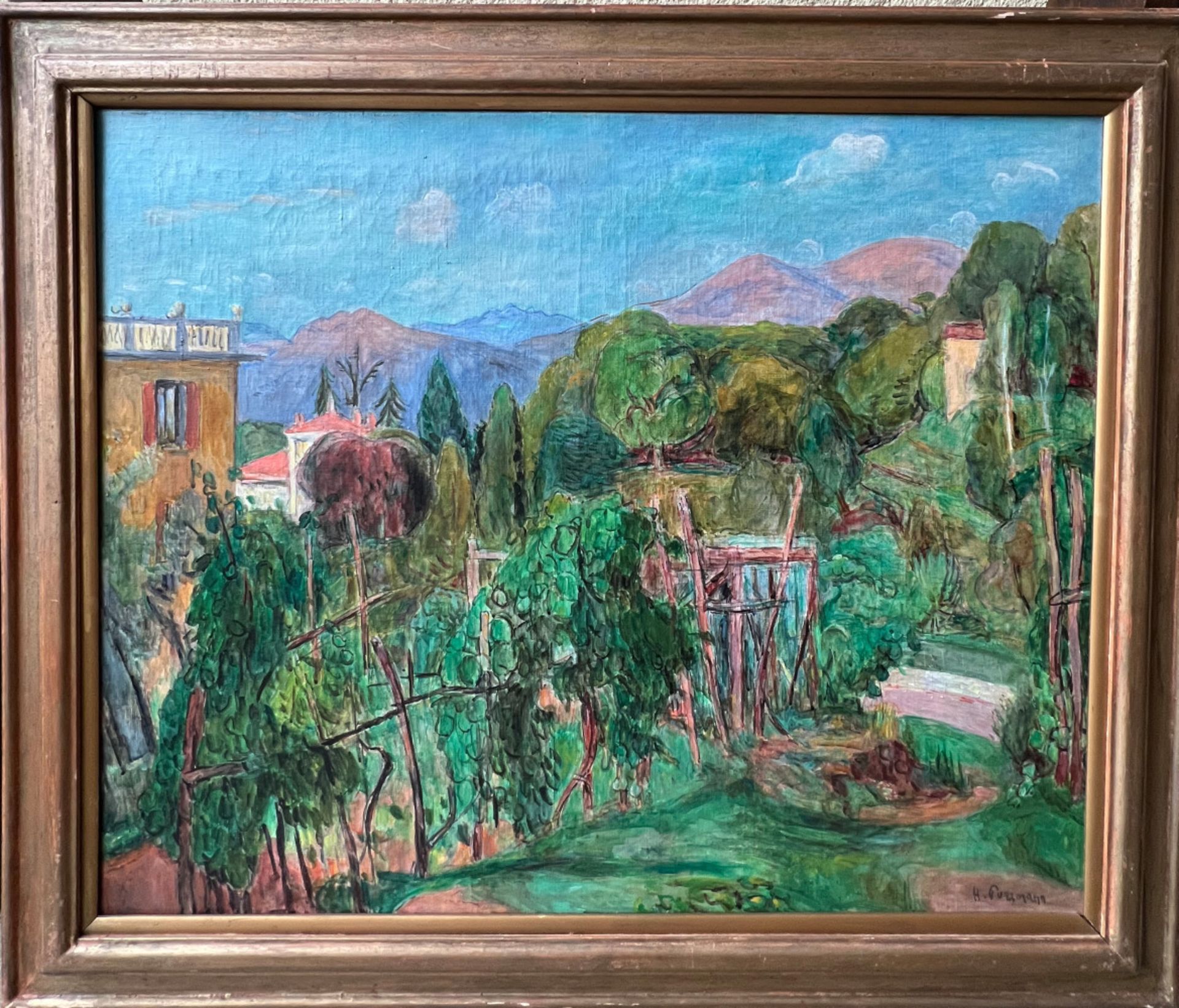 Hans Purrmann (1880-1966), Italienische Landschaft mit Blick auf Häuser, einen verwunschenen Garten, - Bild 2 aus 11