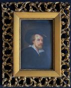 Porzellanbild, Herrenportrait nach dem Selbstportrait von Peter Paul Rubens, rücks. bez. "den 7.