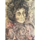 Kopfportrait einer Dame, Mischtechnik auf Papier, signiert, 75 x 54 cm