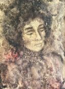 Kopfportrait einer Dame, Mischtechnik auf Papier, signiert, 75 x 54 cm