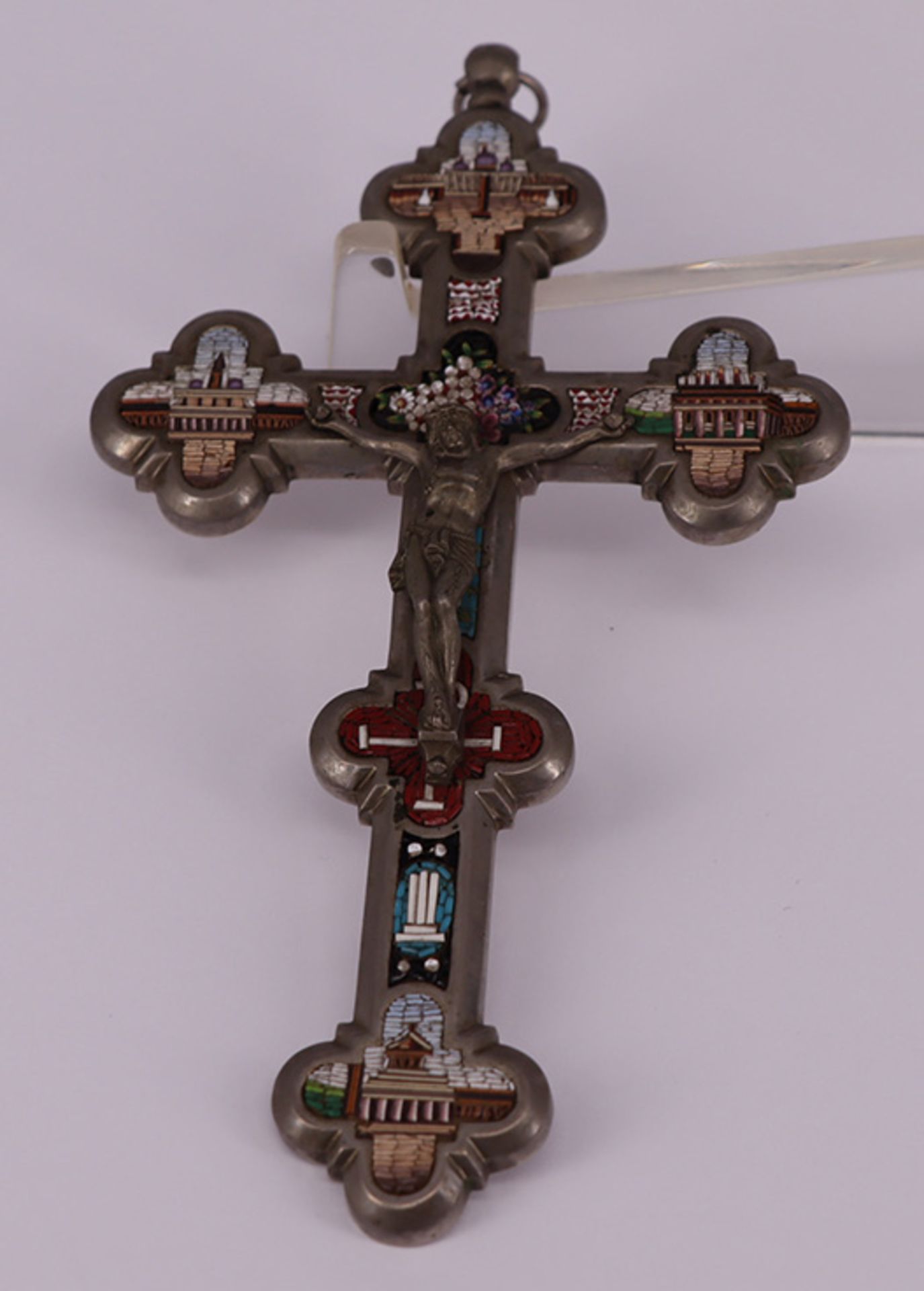 2 Kreuze als Anhänger, beide Altersspuren: Kreuz mit Malachit, figurale Appliken sowie Corpus - Image 7 of 7