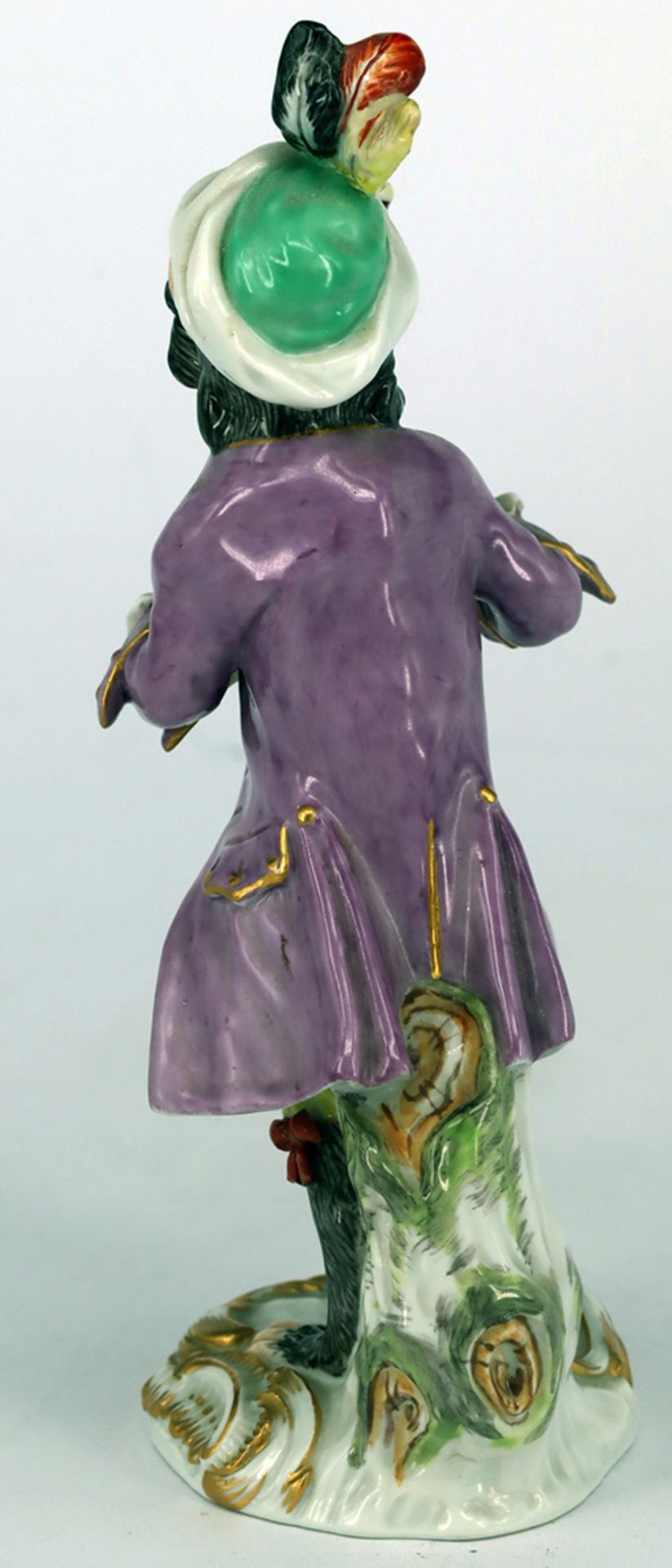 Meissen, Affe als Fagottist aus der "Affenkapelle", Schwertermarke Meißen, 1. Wahl, Federn an Hut - Bild 2 aus 6
