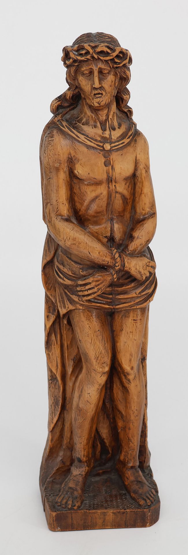 Christus, Holz, 19. Jh., Geißelung Christi, H 49,5 cm. Christ, wood, 19th century, flagellation of