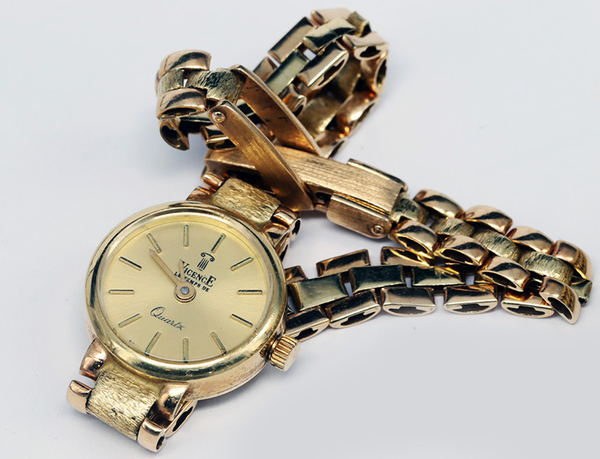 Konvolut, 585er GG, 2 Uhren, 2 Armbänder, 1 Armreif, Altersspuren: Anker, Jugendstil Damenuhr, Uhr - Image 3 of 4