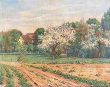 Josef Rolletschek (1859-1934), Blühende Bäume auf einer Wiese, signiert, Öl/Lwd. 48 x 62 cm,