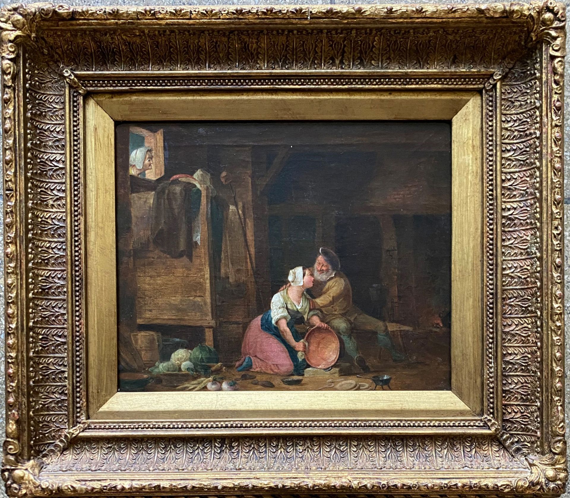 David Teniers Umkreis oder Nachfolge, wohl Frankreich, Genreszene "Der Alte und die Magd", Öl/ - Bild 2 aus 3