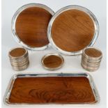 Set für Festilichkeiten, 925er Silber und Holz, Schweden, bestehend aus 41 Untersetzern D 10 cm, 2