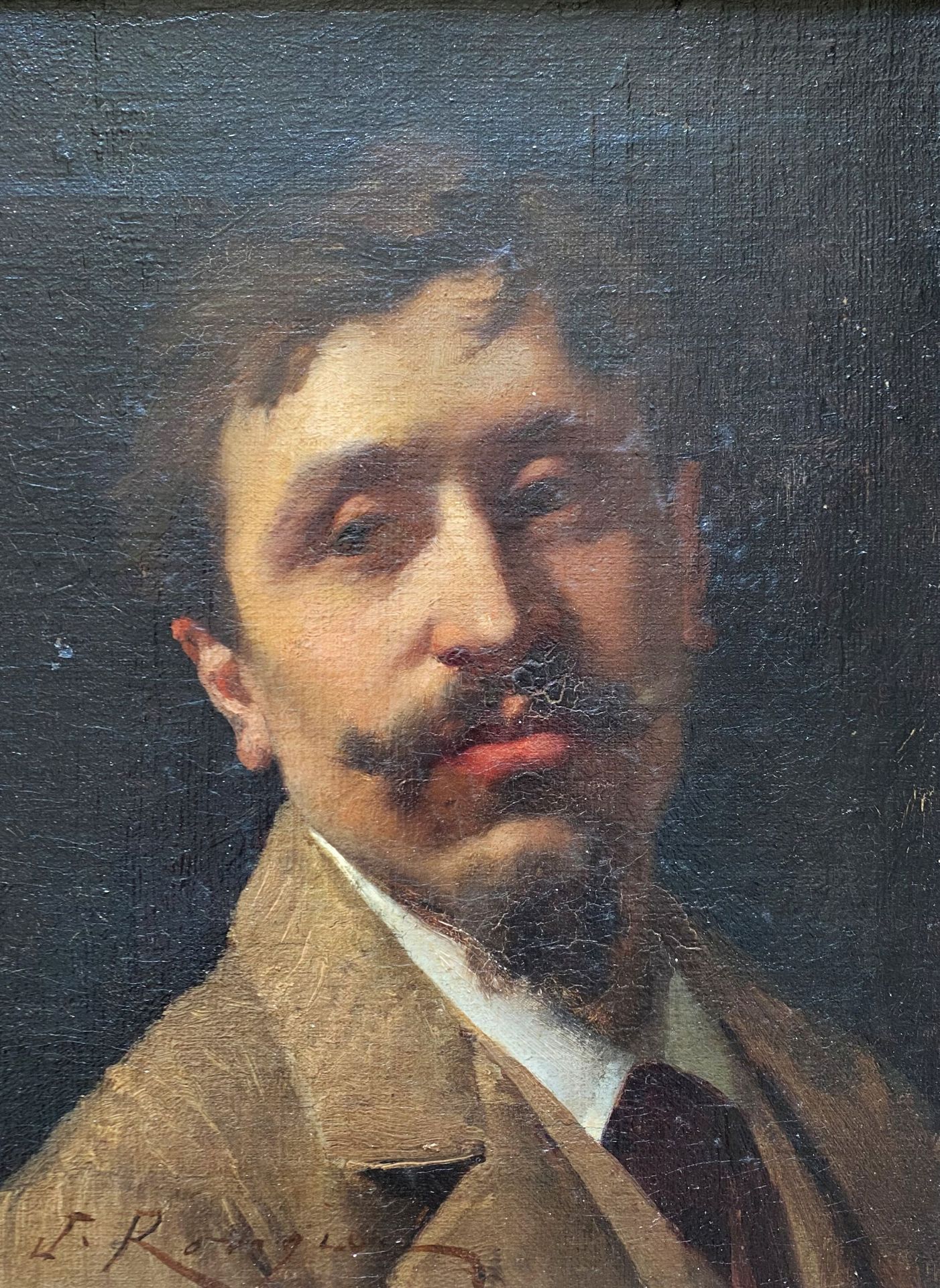 Unbekannter Maler, 19. Jh., Herrenportrait, unleserl. sign., Öl/Lwd. 32,5 x 24 cm - Bild 3 aus 3