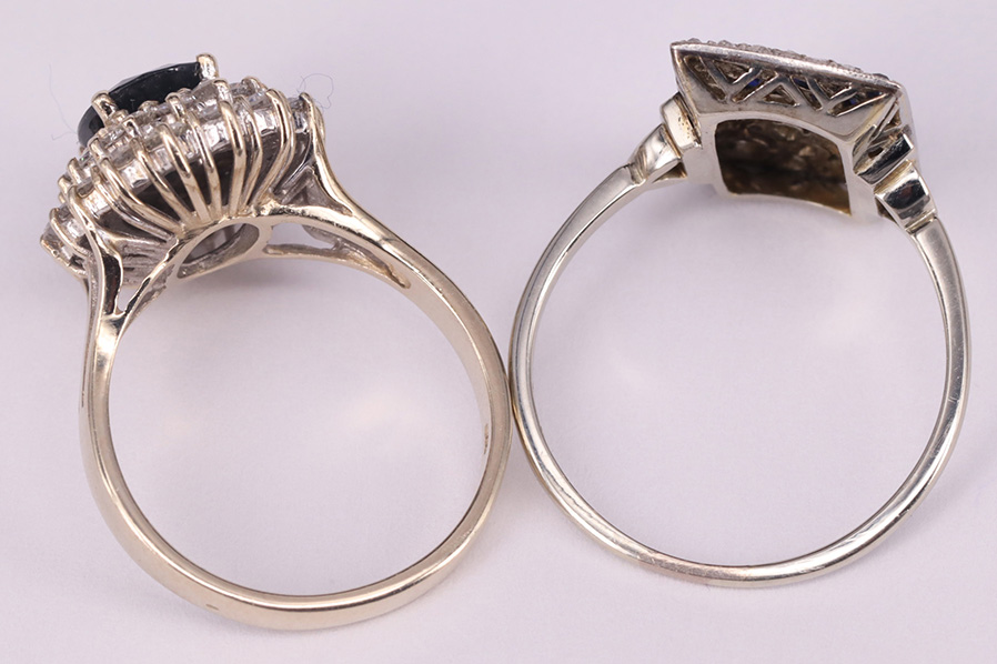 2 Ringe (Angaben s. Gutachten Stefan Netzer, München): Ring, 750er WG, 4,86 g, mit 6 Saphiren und 27 - Image 3 of 5