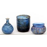 Konvolut von 3 antiken, blauen Glasgefäßen, Sammlungsauflösung (Angaben aus privatem